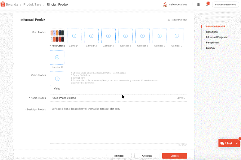 Cara Upload Video di Shopee