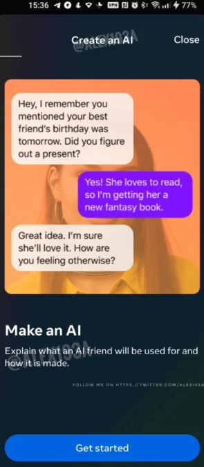 Instagram Tengah Kembangkan Fitur Teman AI / Sumber X @Alessandro Paluzzi