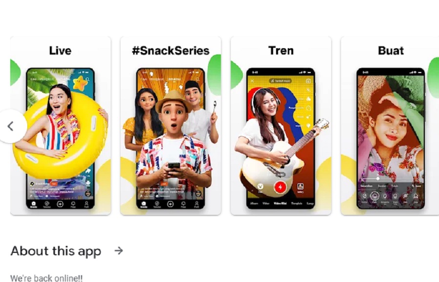 Cara Menautkan Kode Undangan Snack Video, capture via Snack Video Google Play Store