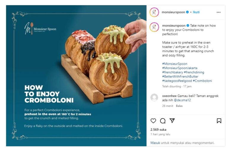 Daftar Harga Cromboloni Monsieur Spoon, capture via IG monsieurspoon