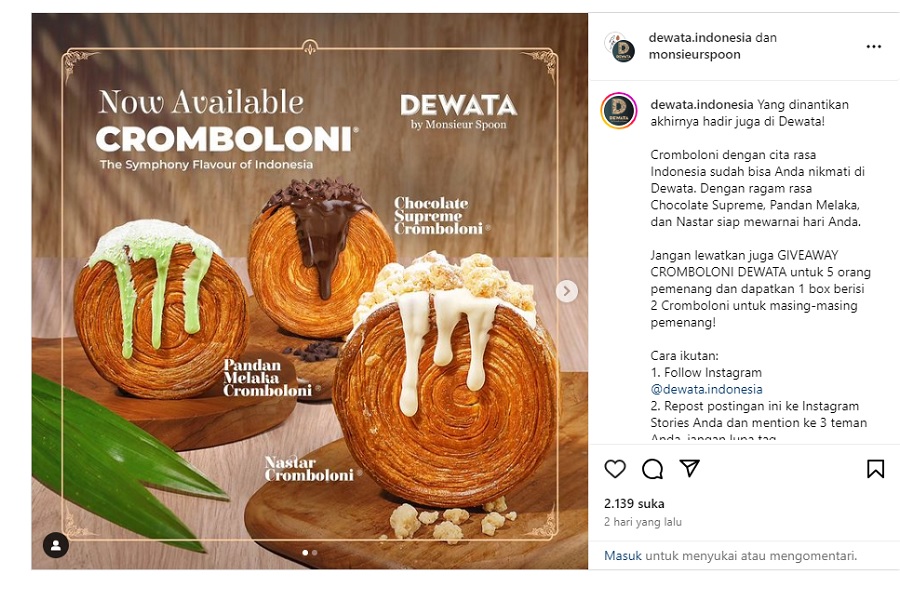 Harga Cromboloni Viral di TikTok, capture via IG Monsieur Spoon