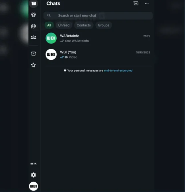 Meta Melakukan Uji Coba Tampilan Baru WhatsApp Web Dark Mode / Source @WABetaInfo