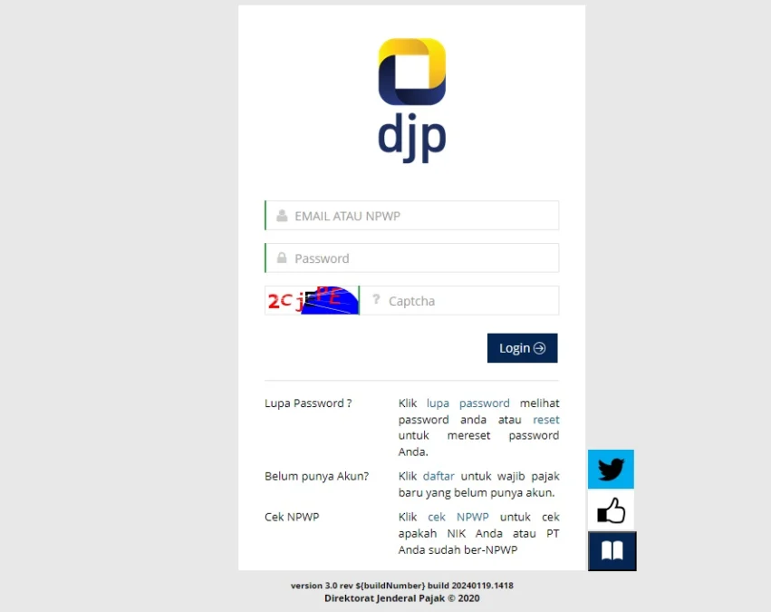 Daftar NPWP Online, capture via Ereg,pajak,go,id