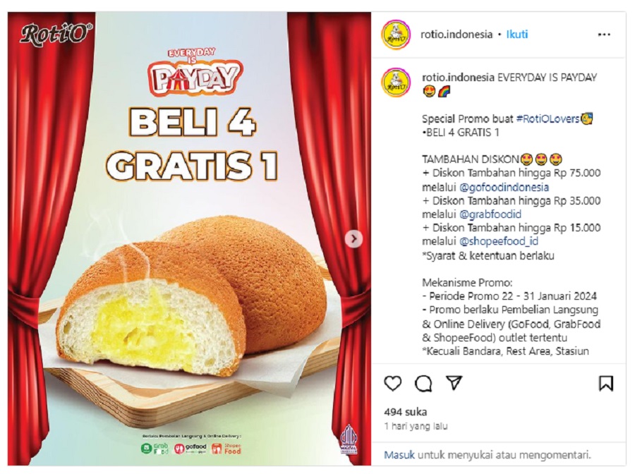 Promo Roti 'O, Capture via IG rotio.indonesia