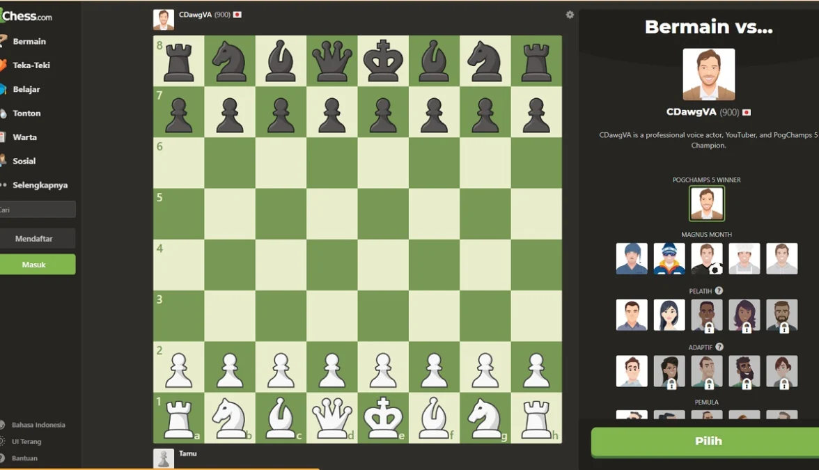 Cara Bermain Catur Online Melawan Komputer, capture via Chess,com