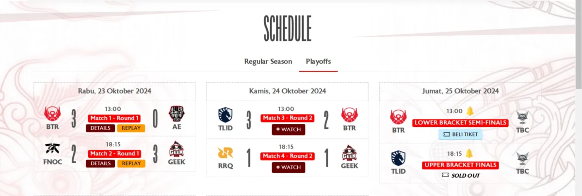 Jadwal Playoff MPL ID Season 14: Hari Ini RRQ Hoshi vs Geek Fam