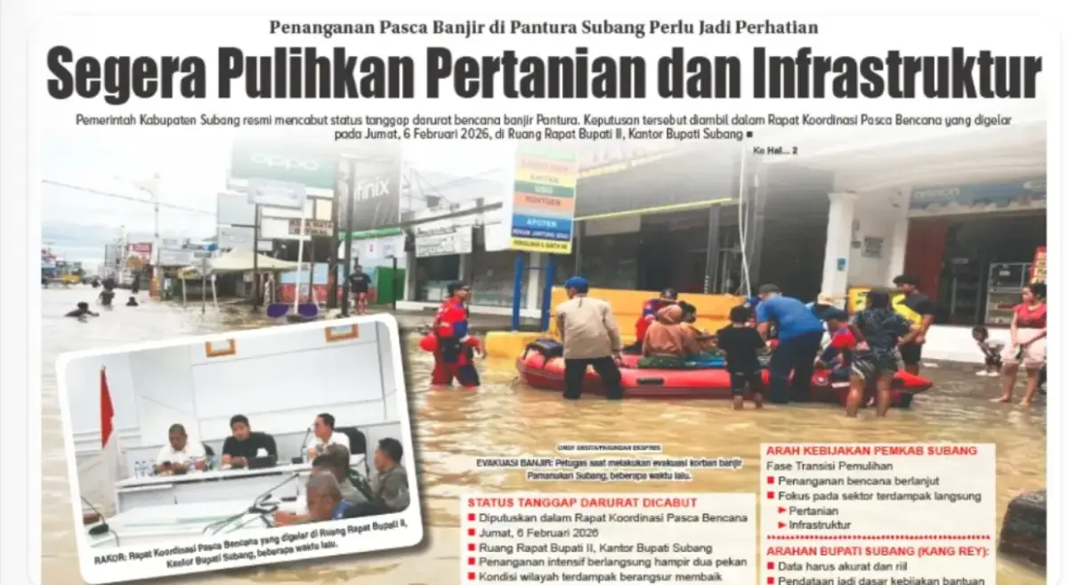 Pemulihan Pertanian dan Infrastruktur Perlu Jadi Fokus Utama Pasca Banjir Pantura Subang